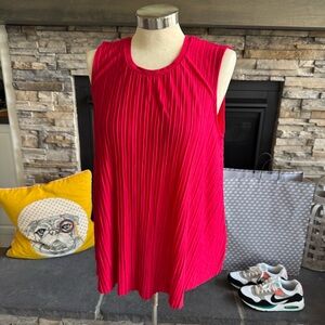 Philosophy Red Sleeveless Pleated Top